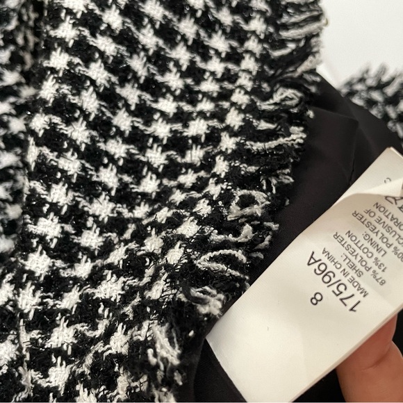 Kate Spade NWT Houndstooth Sheath Dress Sleeveless Fringe Trim Chic Tweed - Picture 9 of 9